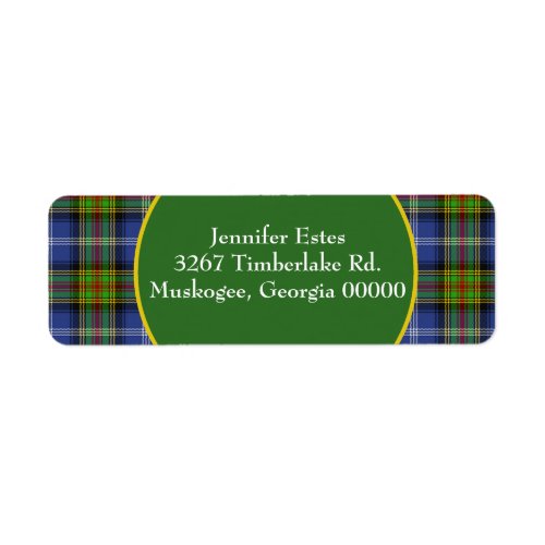 Stylish Colorful Tartan Plaid Return Address Label