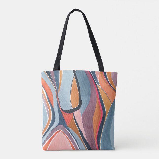 Stylish Colorful Watercolor Abstract Art Tote Bag (Back)