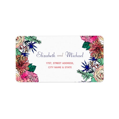 Stylish Colorful Watercolor Floral Bouquet design Label