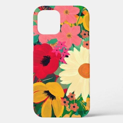 Stylish Colorful Watercolor Floral Design iPhone 12 Case