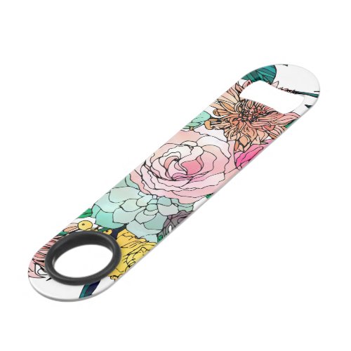 Stylish Colorful Watercolor Floral Pattern Bar Key