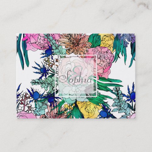 Stylish Colorful Watercolor Floral Pattern Business Card