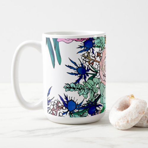 Stylish Colorful Watercolor Floral Pattern Coffee Mug