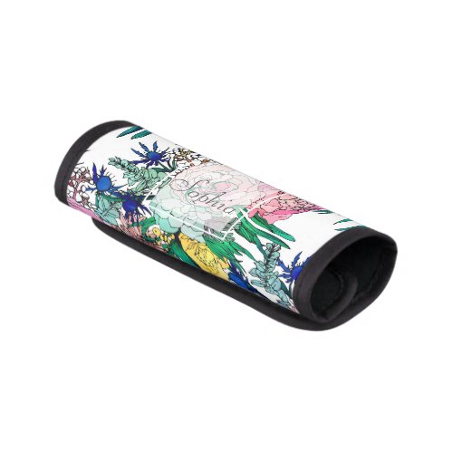 Stylish Colorful Watercolor Floral Pattern Luggage Handle Wrap