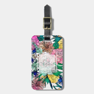 Stylish Colorful Watercolor Floral Pattern Luggage Tag