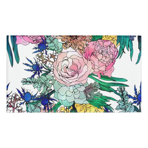 Stylish Colorful Watercolor Floral Pattern Name Tag