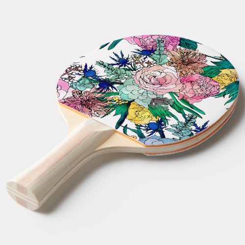 Stylish Colorful Watercolor Floral Pattern Ping Pong Paddle