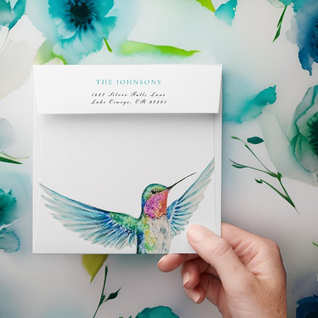 Stylish Colorful Watercolor Hummingbird  Envelope (Creator Uploaded)