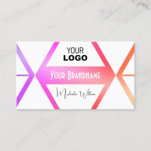 Stylish Colorful with White Geometric and Logo Business Card