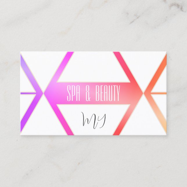 Stylish Colorful with White Geometric and Monogram Business Card (Front)