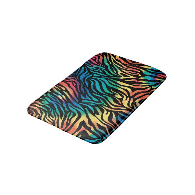 Stylish Colorful Zebra Stripes Pattern Bath Mat (Angled)