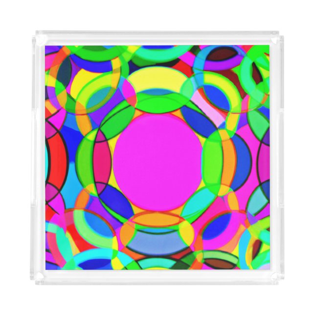 Stylish Colors Patterns Art Acrylic Tray (Front)