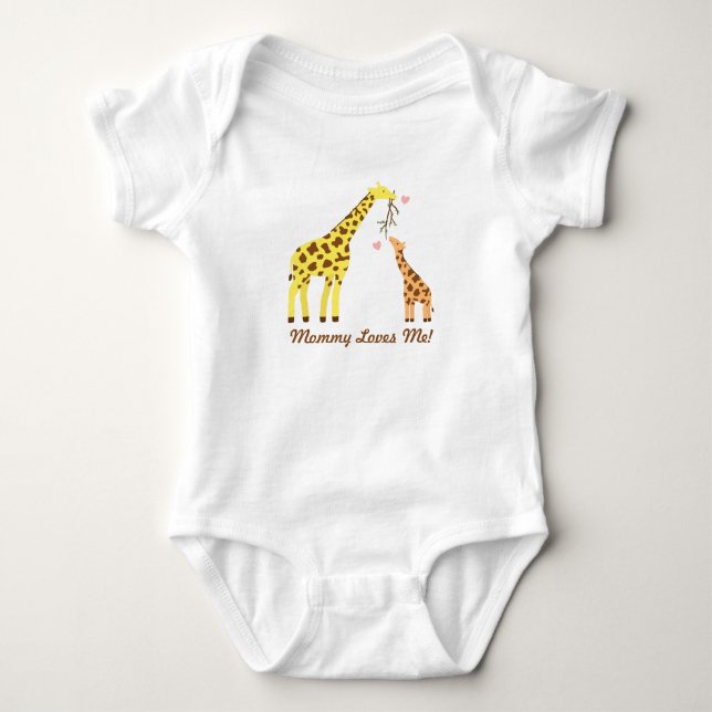 Stylish Colourful Giraffe Mommy and Baby Baby Bodysuit (Front)