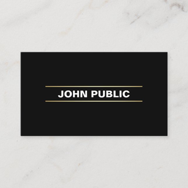 Stylish Company Plain Black Gold White Modern Business Card (Front)