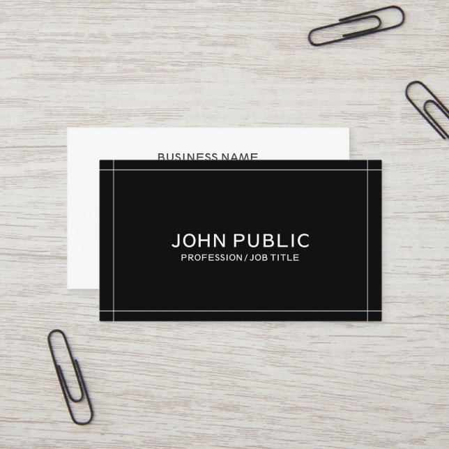 Stylish Company Plain Modern Black White Trending Business Card (Front/Back In Situ)