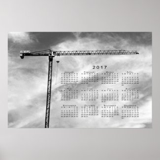 Stylish Construction Crane 2017 Calendar Poster