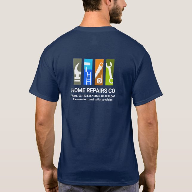Stylish Construction Handyman Tools T-Shirt (Back)