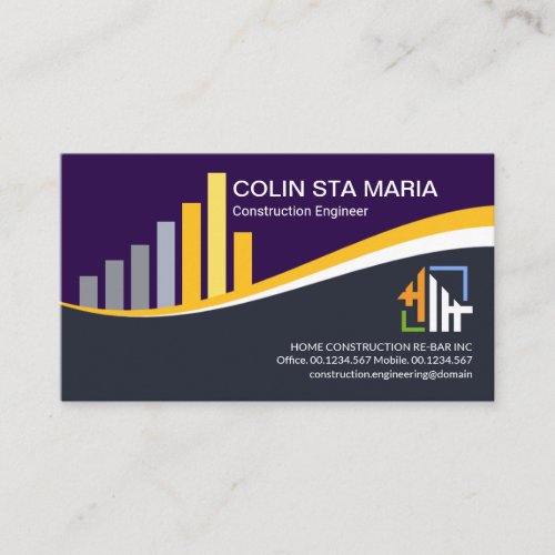 Stylish Construction Rebar Piling Civil Engineer Business Card