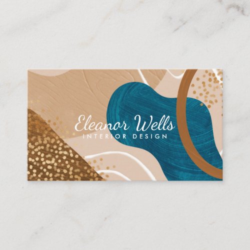 Stylish Contemporary Abstract Beige Personalized Business Card