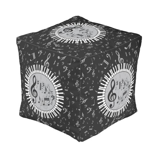 Stylish contemporary black white and gray circular pouf