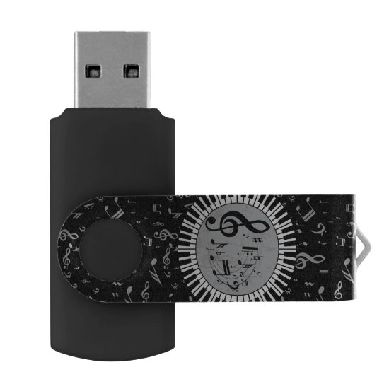 Stylish contemporary black white and gray circular USB flash drive