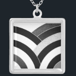 stylish contemporary black/white chevron silver plated necklace<br><div class="desc">chic sophisticated modern curved chevron design</div>