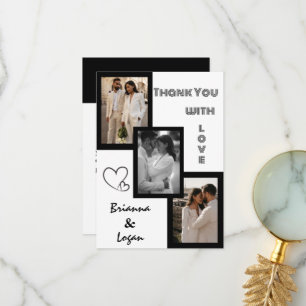 Stylish Contemporary Black & White Wedding Thank You Card