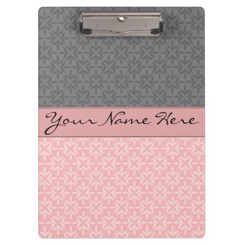 Stylish Contemporary Geometric Pink and Gray Clipboard