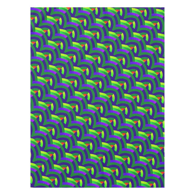 stylish contemporary green/blue chervrons tablecloth (Front)