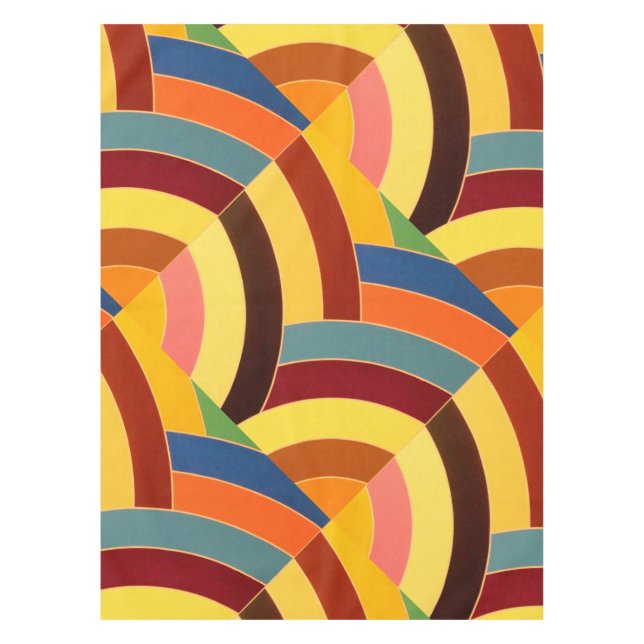 stylish contemporary multi-color chervrons tablecloth (Front)