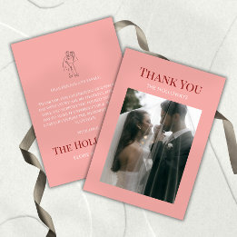 Stylish Contemporary Pink Flat Thank You Card