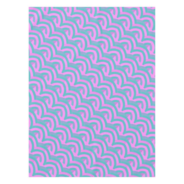 stylish contemporary pink/green chervrons tablecloth (Front)