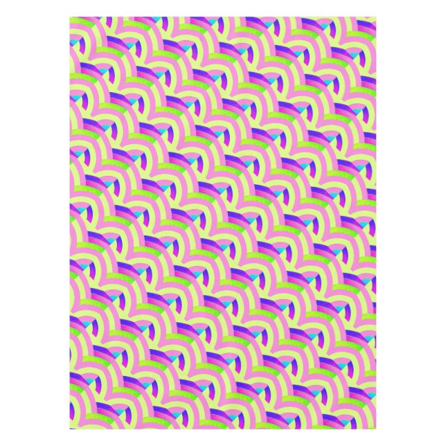 stylish contemporary pink/yellow chervrons tablecloth (Front)