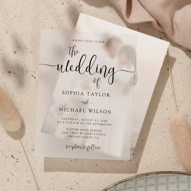 Stylish Contemporary Script Black Wedding Acrylic Invitations (Creator Uploaded)