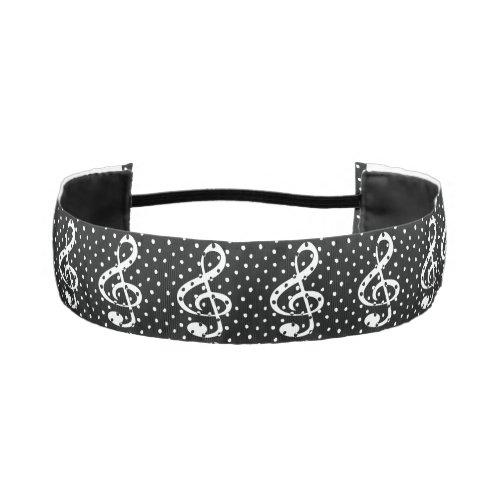 Stylish contemporary treble clef polka dots athletic headband