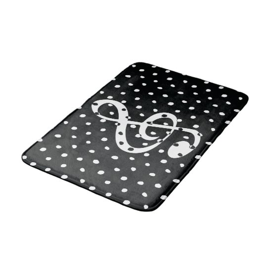 Stylish contemporary treble clef polka dots bath mat