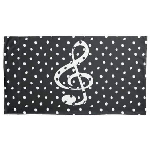 Stylish contemporary treble clef polka dots pillow case