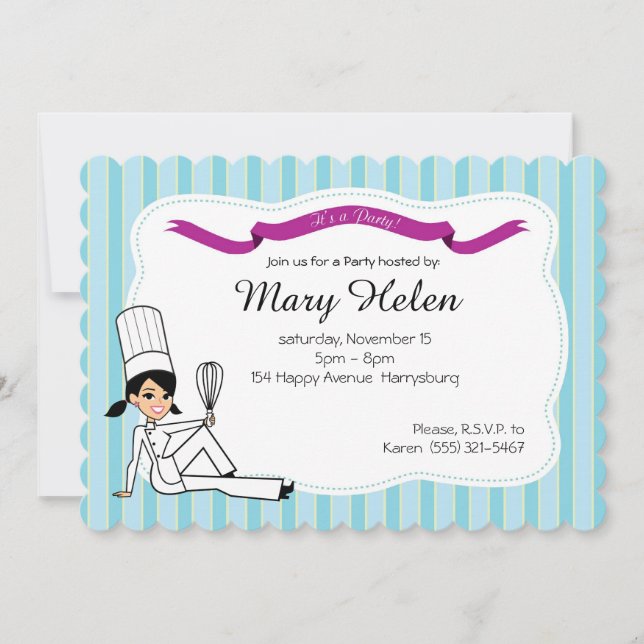 Stylish Cooking Party Personalized Invitation (Front)