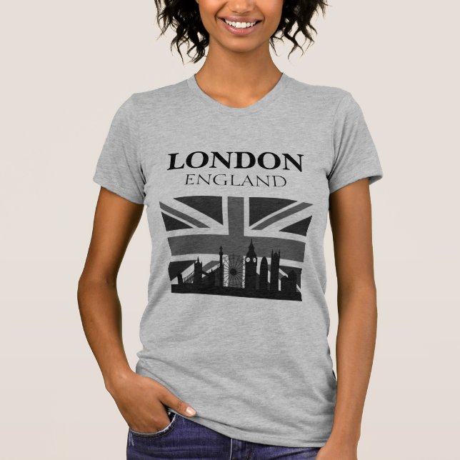 Stylish Cool Black Gray London Union Jack T-Shirt (Front)