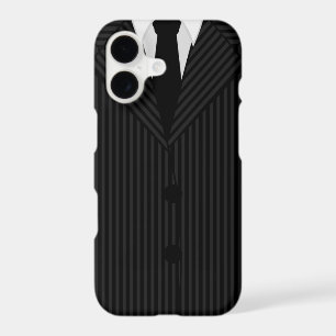 Stylish Cool Black Pinstripe Suit and Tie iPhone 17 Case