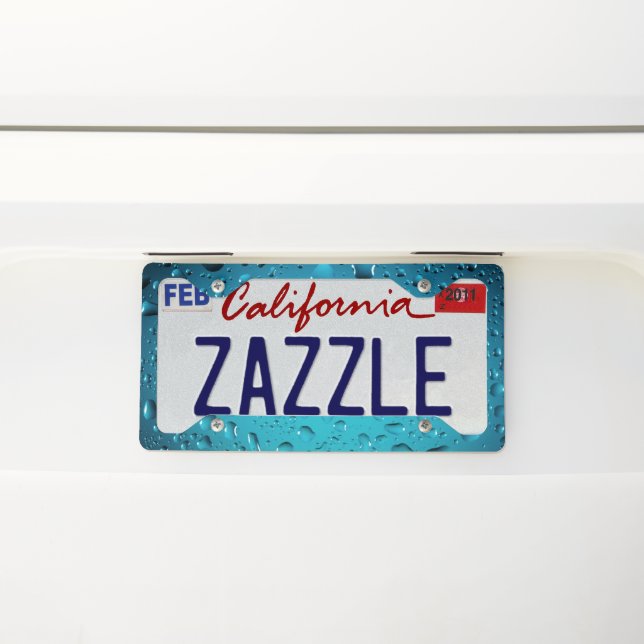 Stylish Cool Blue water drops License Plate Frame (On Car)