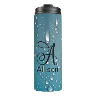 Stylish Cool Blue water drops Monogram A Letter