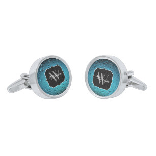 Stylish Cool Blue water drops Monogram Cufflinks