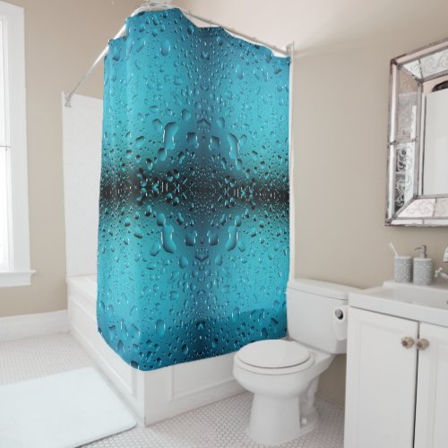 Stylish Cool Blue water drops Shower Curtain