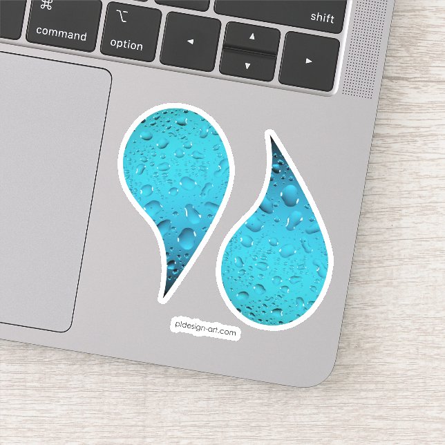 Stylish Cool Blue water drops Sticker (Detail)