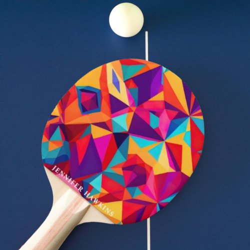 Stylish Cool Colorful Geometric Abstract Pattern Ping Pong Paddle
