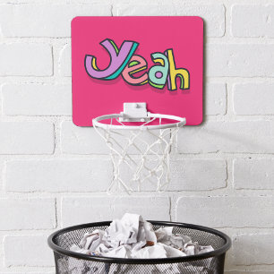 Stylish Cool Colorful "Yeah" Bold Pink Girly Sport Mini Basketball Hoop