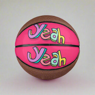 Stylish Cool Colorful "Yeah" Bold Pink Sports Mini Basketball