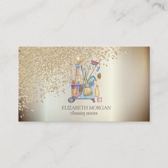 Stylish Cool Diamonds Cleaning Bucket Tools Business Card (Front)