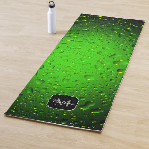 Stylish Cool Green water drops Monogram Yoga Mat